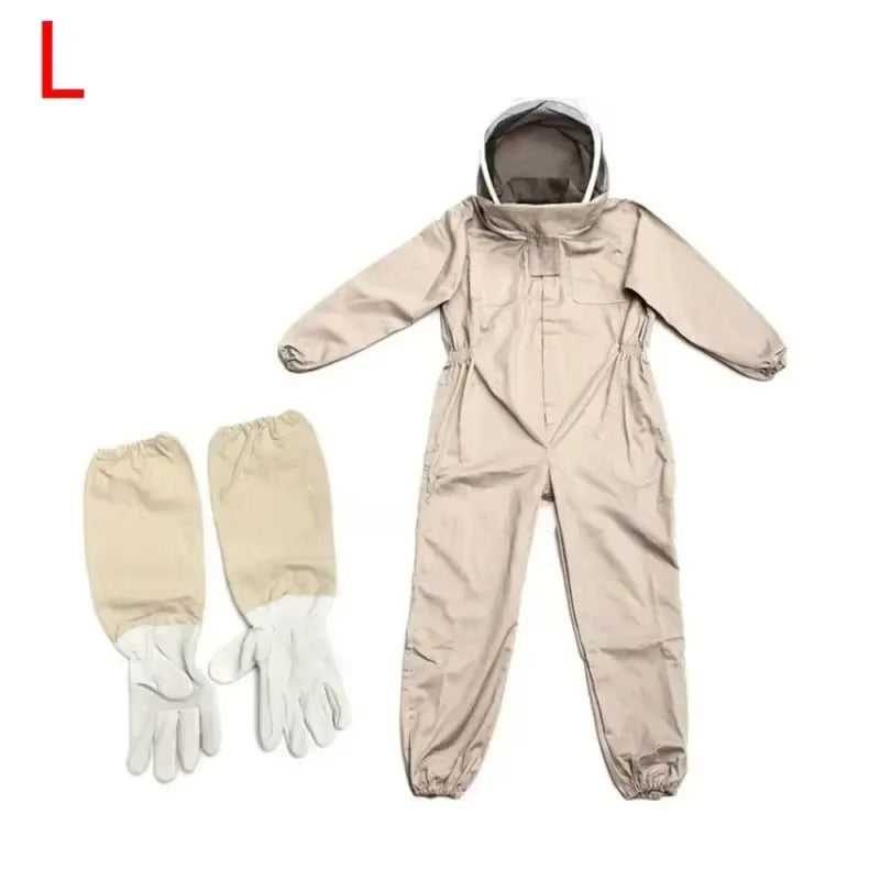 1 Set of Professional Ventilated Full - Body Beekeeping Suit with Gloves