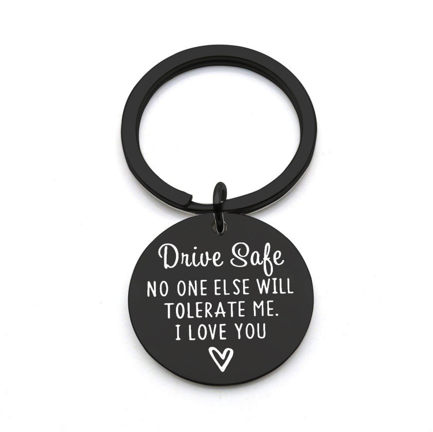 Driving safety stainless steel keychain Couple boyfriend girlfriend gift