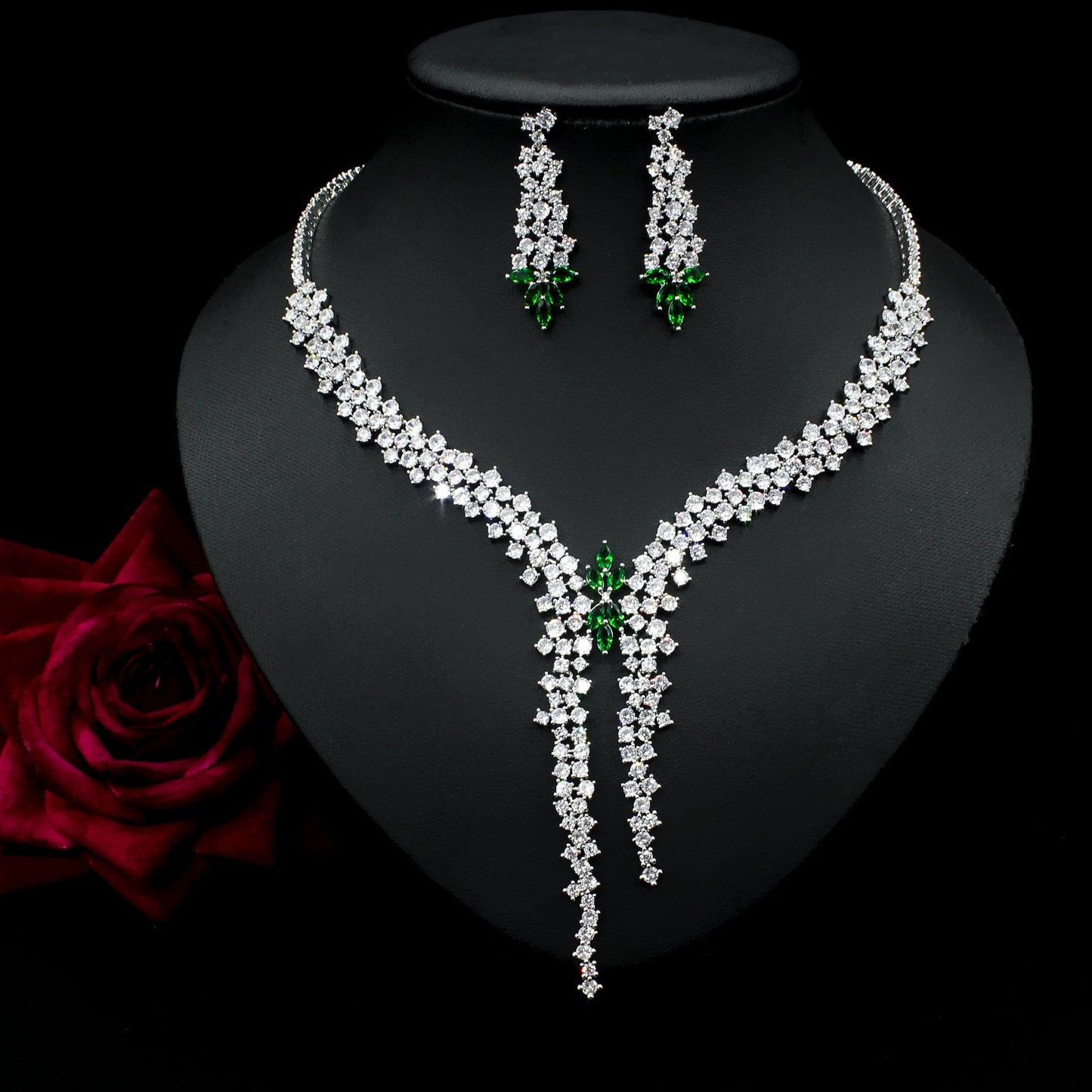 Zircon Earrings and Necklace Set