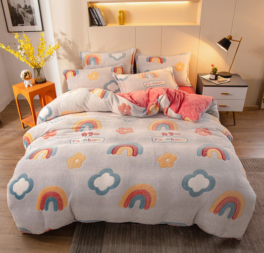 Four-piece Velvet Bedding Set Warm Milk Velvet