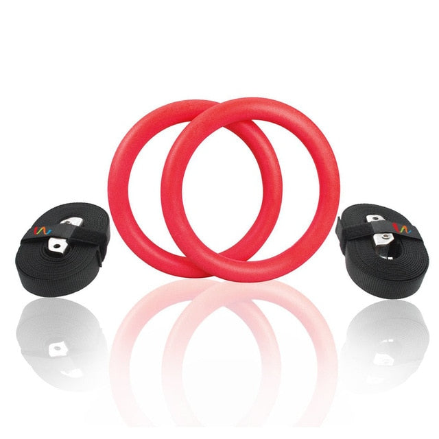 2Pcs High Quality Heavy Duty ABS Plastic 28mm Exercise Fitness Gymnastic Rings With Foam Handle Gym Exercise Crossfit Pull Ups A
