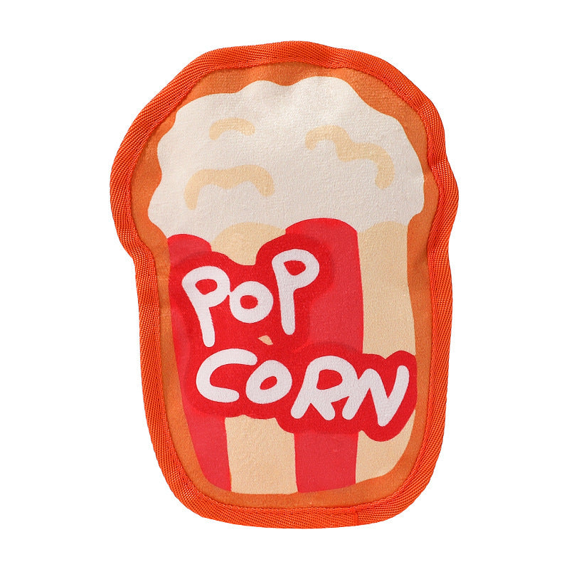 Durable Dog Toy for Chewing, Playing, and Teeth Cleaning - Fun Squeaky Anti-Boredom Design in Hamburger and French Fries Shapes for Small and Medium Dogs