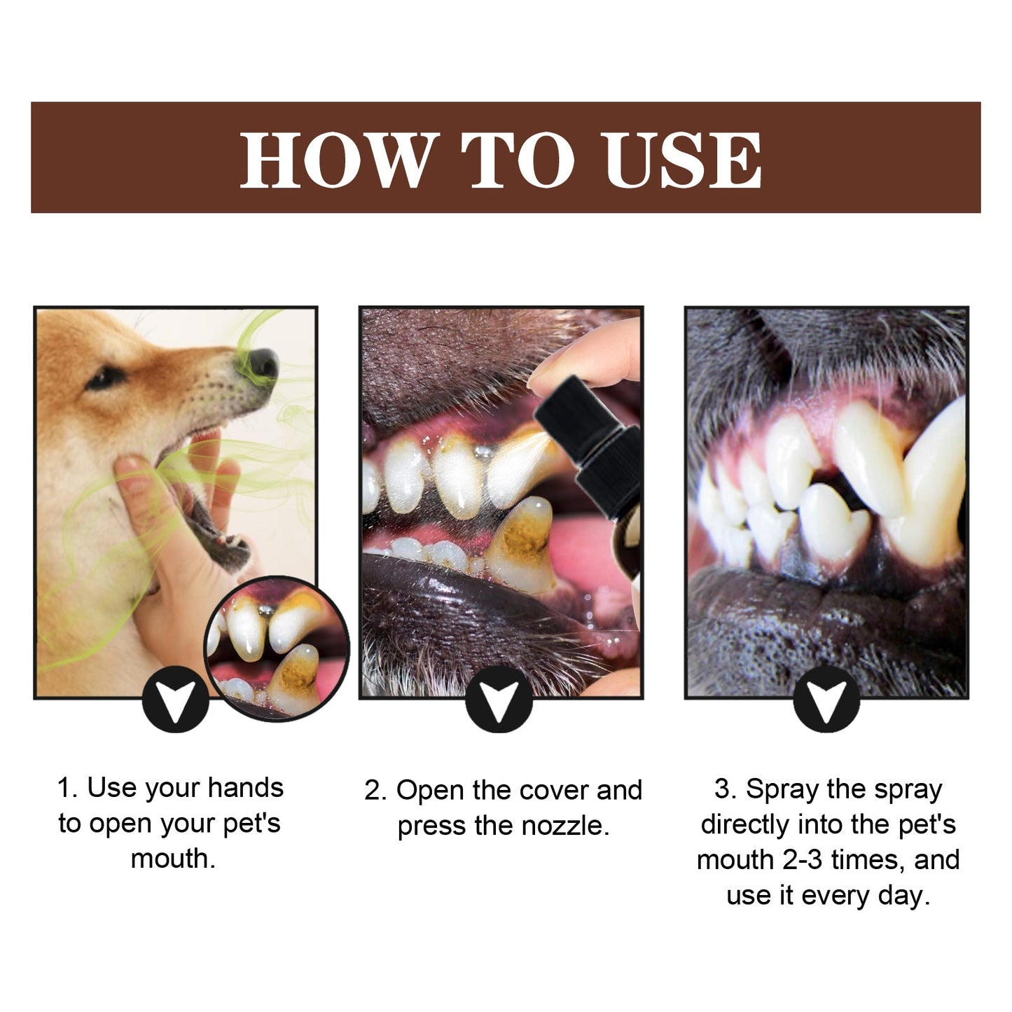Pet Tooth Cleaning Spray, Cats And Dogs Removal Tartar Stains Bad Breath Oral Cleaning Spray
