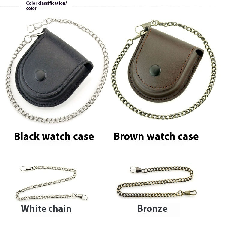 New Black 181 Retro Denim Leather Pocket Watch