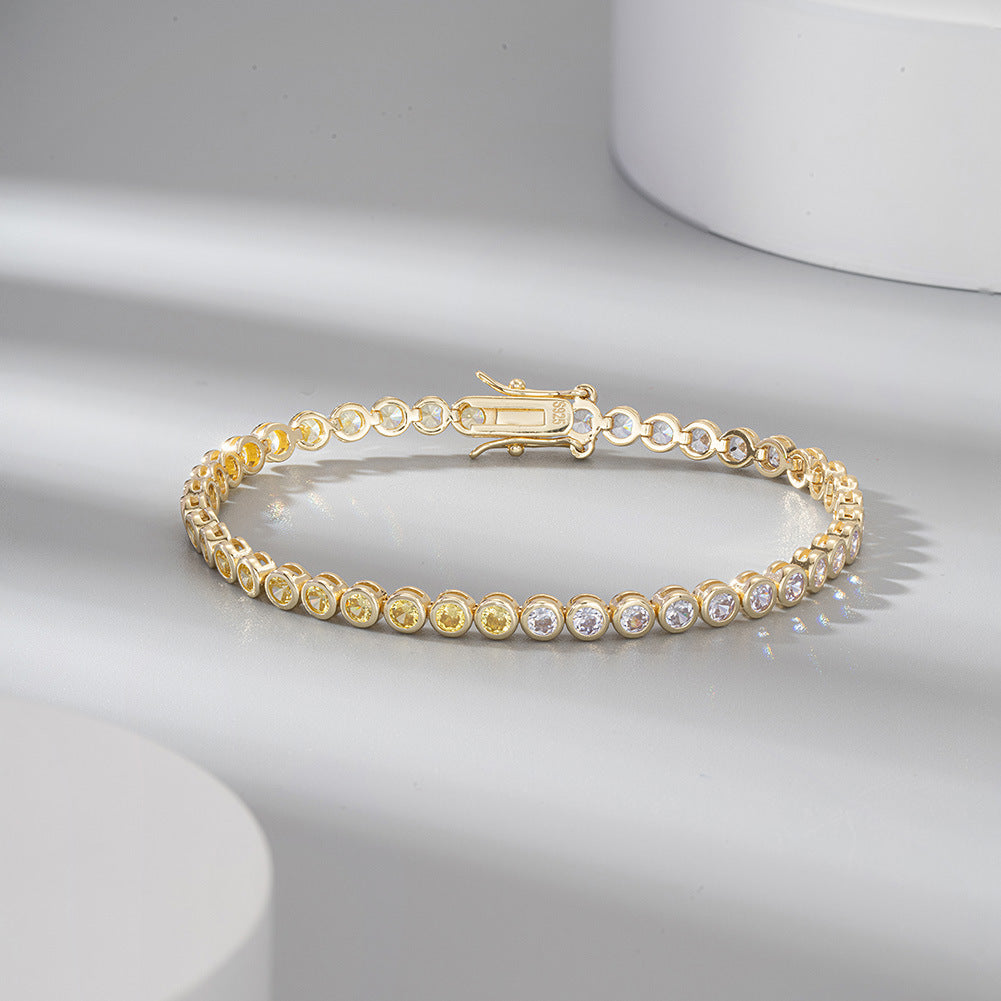 S925 Sterling Silver Two-tone Zircon Bracelet