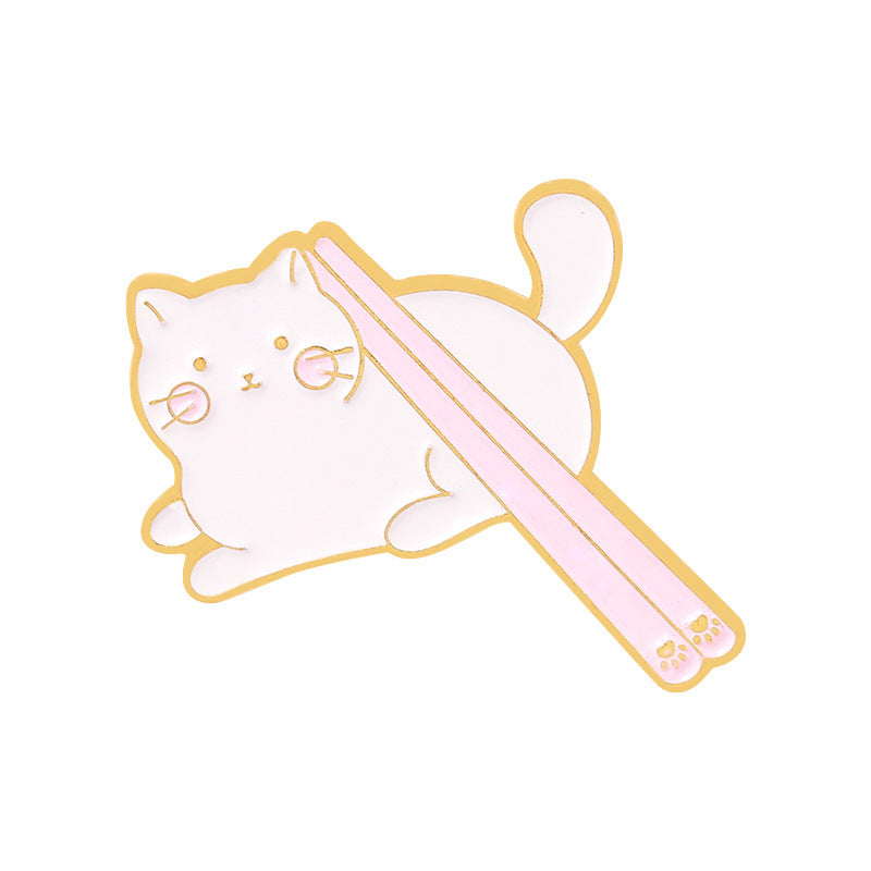 Golden M Badge Kitty Brooch