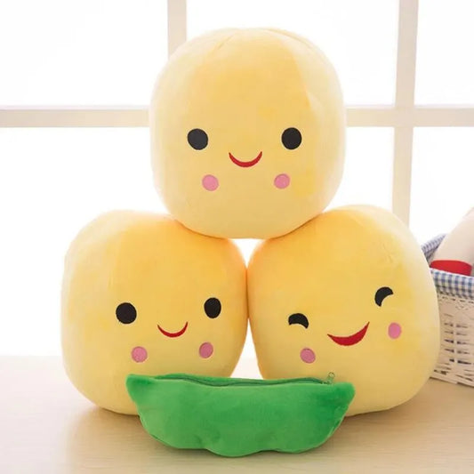 25cm Kawaii Pea Plush – Soft Pea-Shaped Pillow Toy for Kids