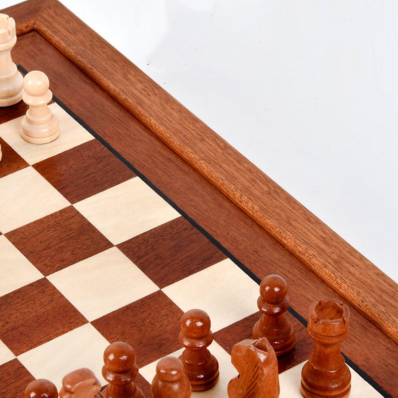 Drawer style solid wood veneer splicing chessboard magnetic chess box set