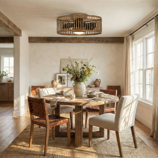 20" Farmhouse DC Motor Flush Mount Reversible Ceiling Fan with LED Lighting and Remote Control