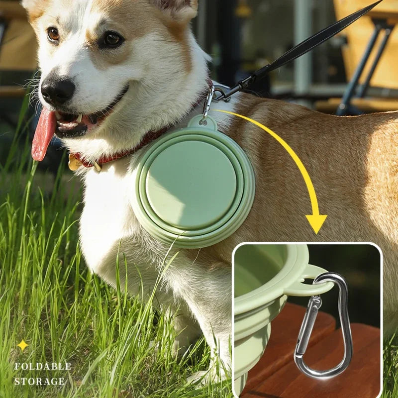 Dog Feeders Folding Silicone Bowl Outdoor Travel Foldable Portable Cat Dog Food Water Container Feeding Tray Bowl Pet Supplies