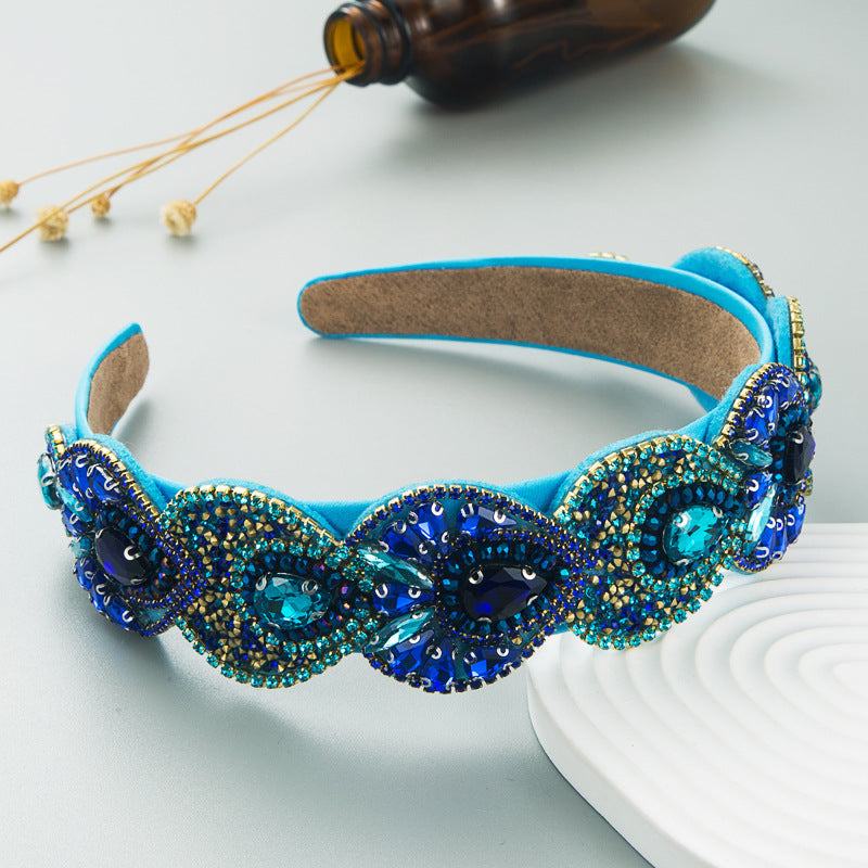 Hair Hoop Fashion Retro Baroque Crystal Head Hoop Korean High-End Hair Accessories Korean Version Of The Hair Cave