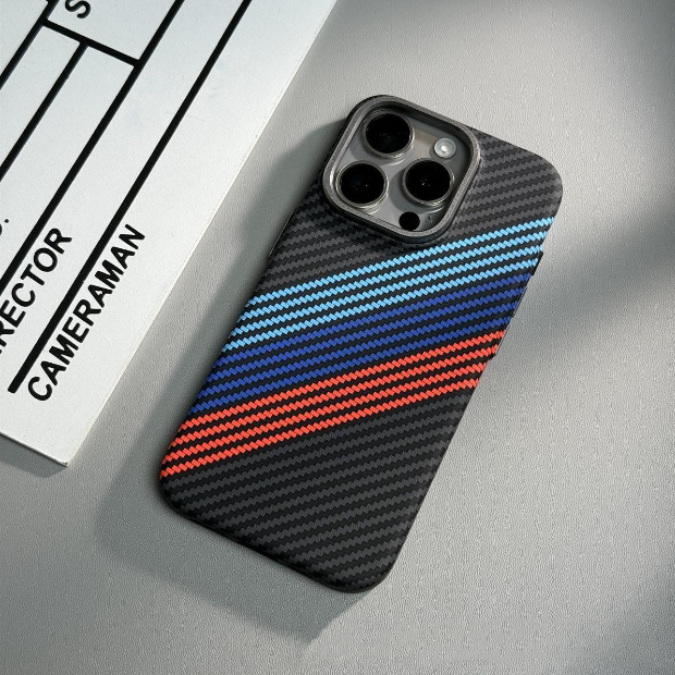 Suitable for iPhone 15 ProMax phone case Kevlar pattern magnetic hard case 14 carbon fiber pattern anti drop protective case