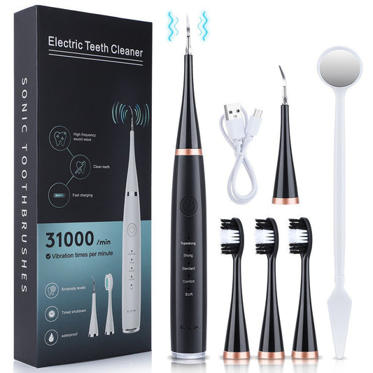 5-Speed High Frequency Vibrating Tooth Cleaner USB Electric Toothbrush Cleaning Device To Remove Stained Calculus Set Tooth Cleaning Instrument