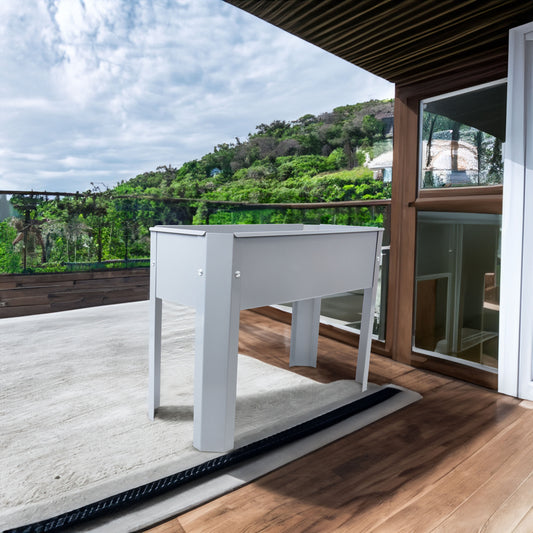Elevated garden bed, metal elevated outdoor flowerpot box, suitable for backyard and terrace, large flowerpot Grey + Steel