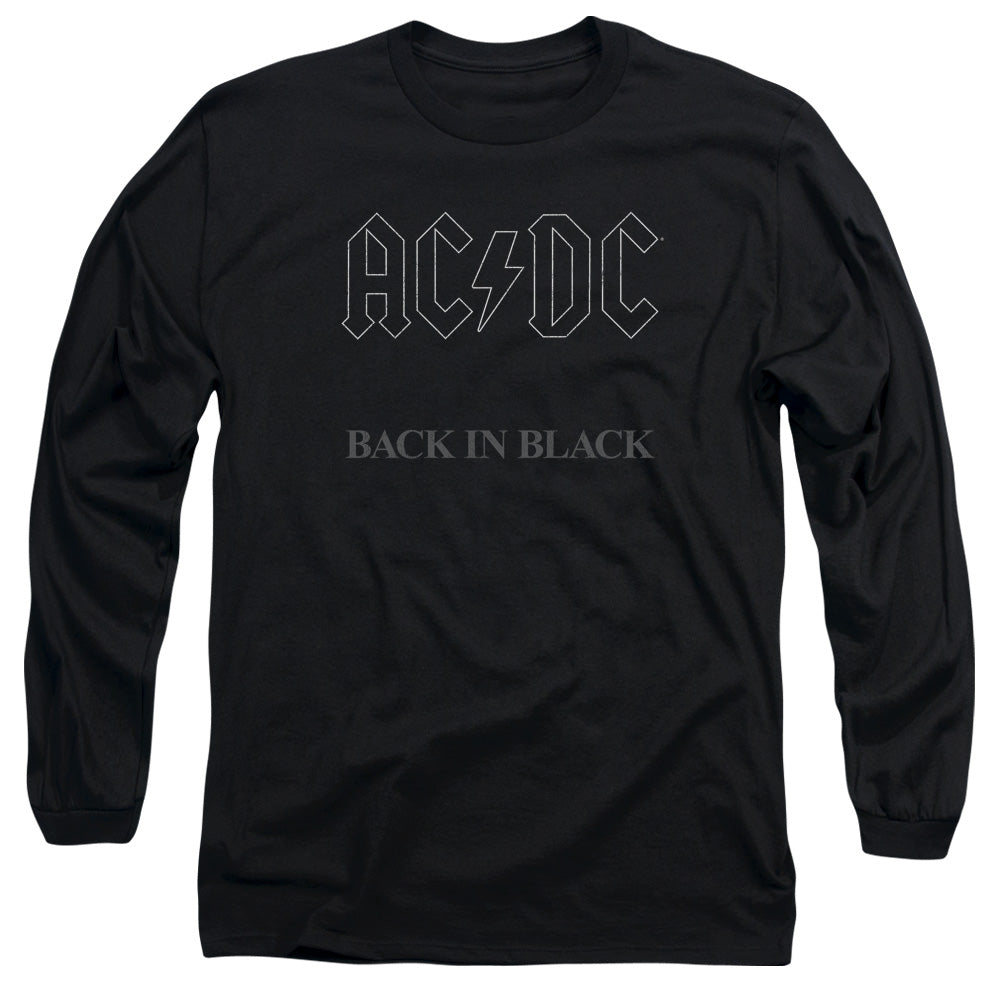 AC/DC Back In Black Mens Long Sleeve Shirt Black Officially Licensed