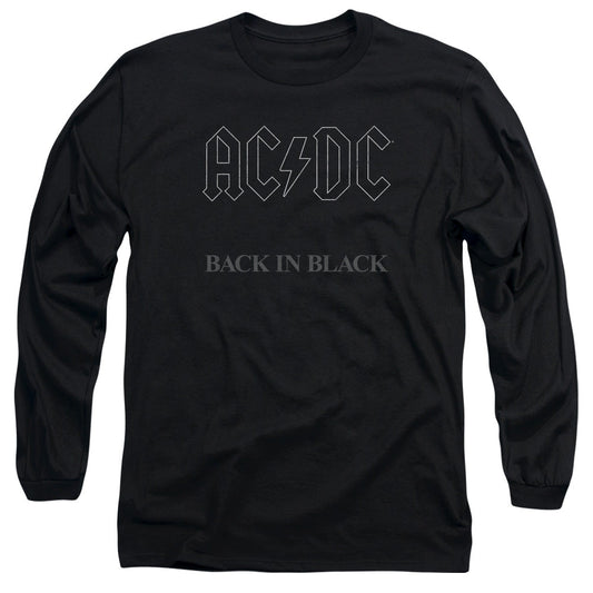 AC/DC Back In Black Mens Long Sleeve Shirt Black Officially Licensed