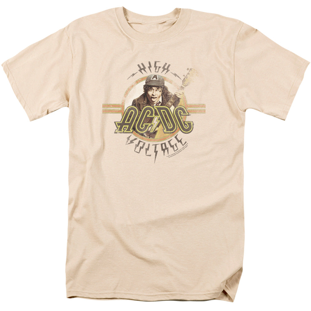 AC/DC High Voltage Mens T Shirt Cream Officially Licensed