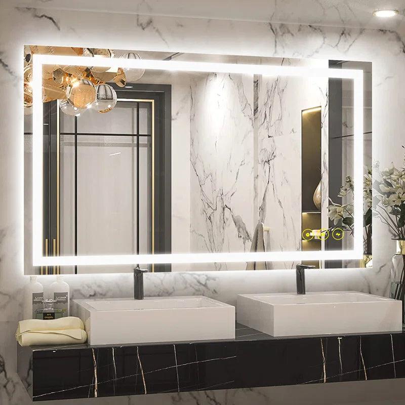 GlareGuard Anti-Fog Bathroom Led Mirror Backlit Illuminated Mirror Touch Switch Dimmable