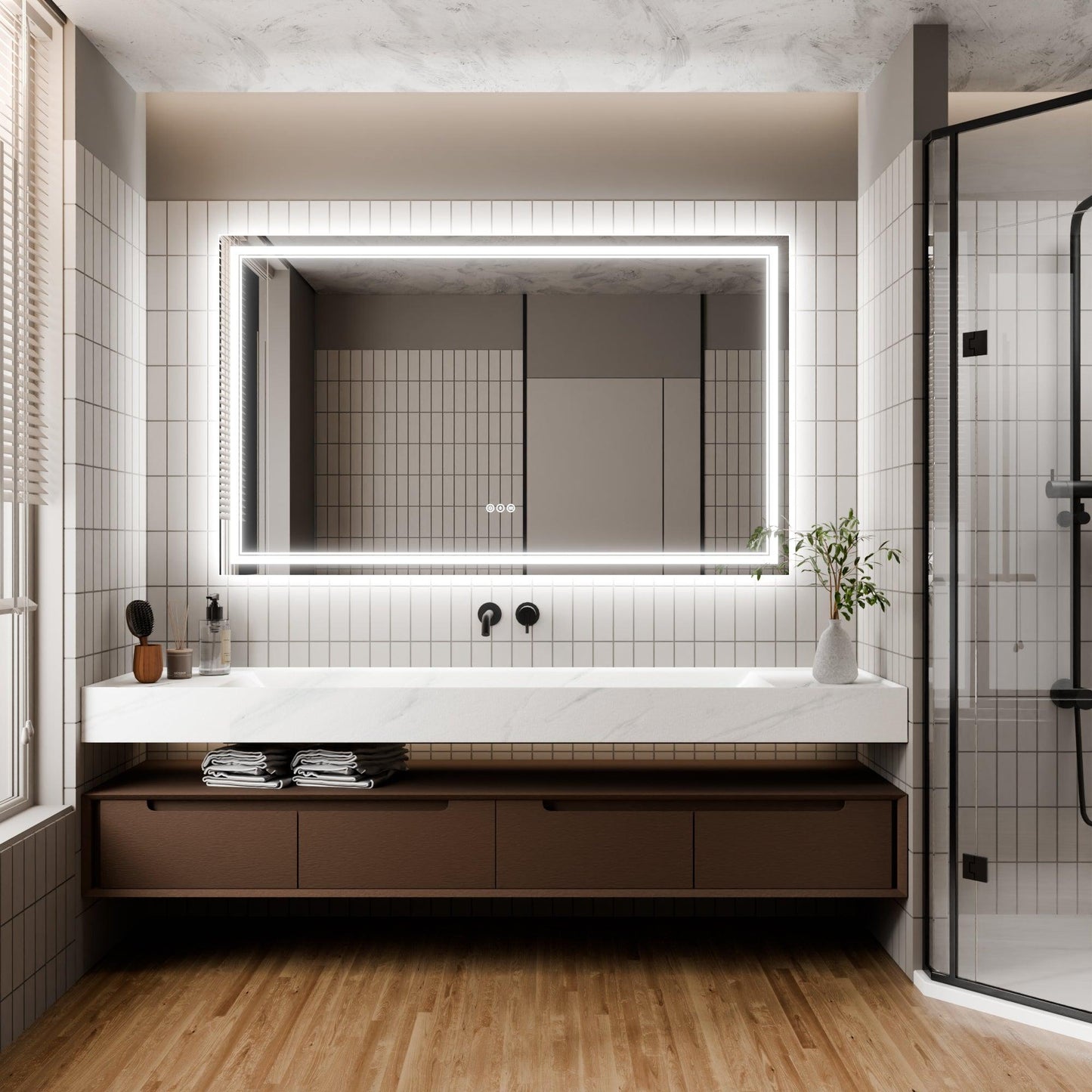 GlareGuard Anti-Fog Bathroom Dimmable Led Mirror Backlit Illuminated Mirror Touch Switch