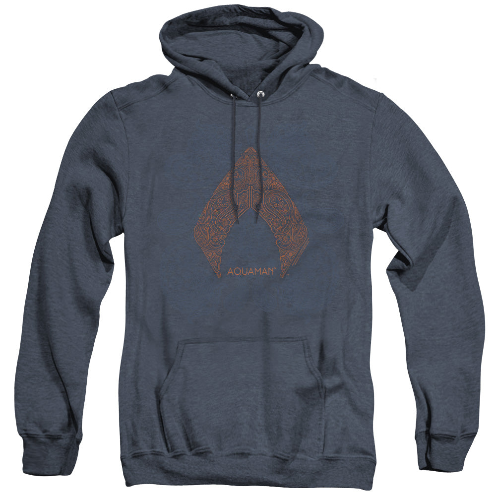 Aquaman Movie Aqua Paisley Mens Heather Hoodie Navy Officially Licensed