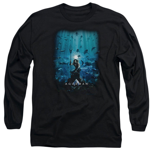 Aquaman Movie Poster Mens Long Sleeve Shirt Black Officially Licensed