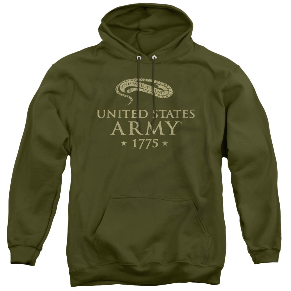 Army Well Defend Mens Hoodie Military Green Officially Licensed