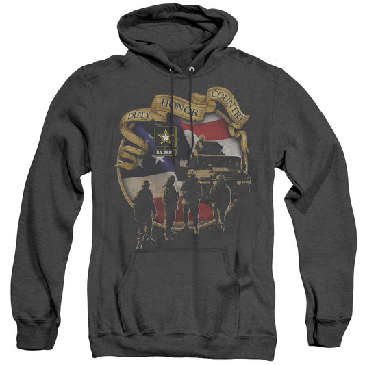 Army Duty Honor Country Heather Mens Hoodie Black Officially Licensed