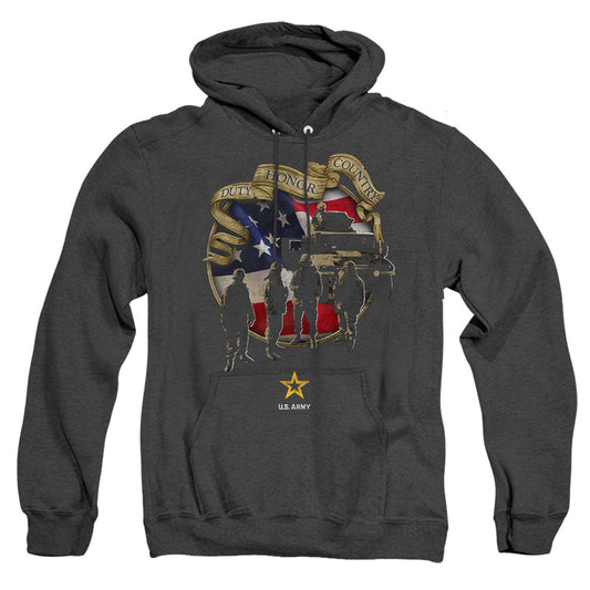 Army Duty Honor Country Mens Heather Hoodie Black Officially Licensed