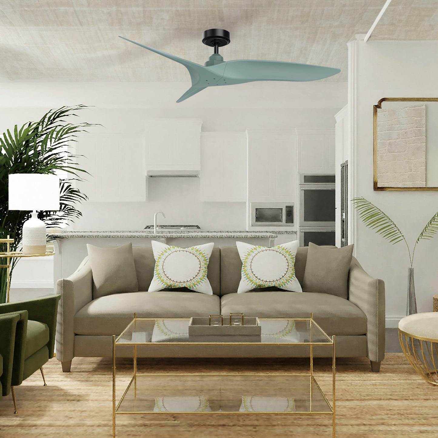 52" Punjab Industrial DC Motor Downrod Mount Reversible Ceiling Fan with Remote Control