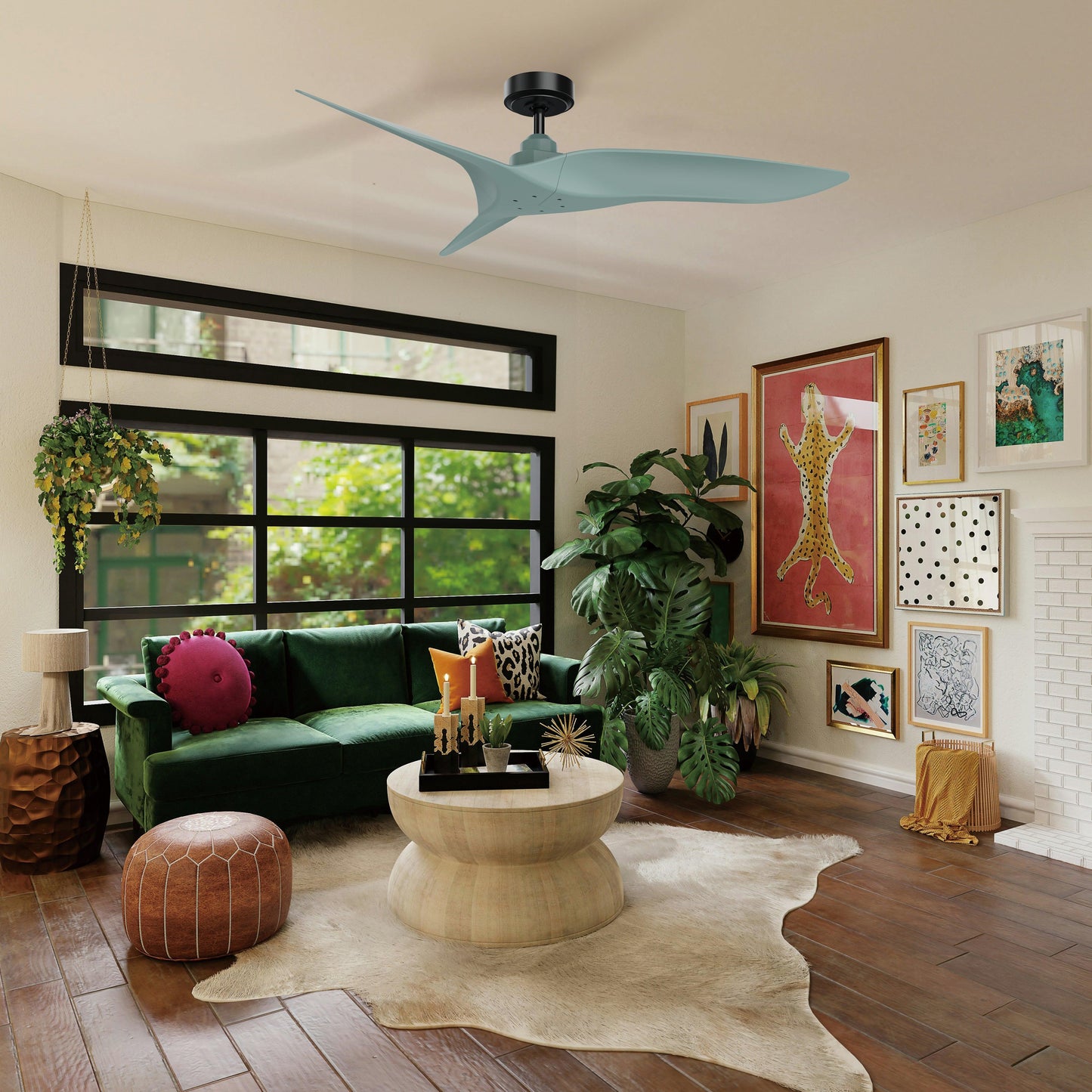 52" Punjab Industrial DC Motor Downrod Mount Reversible Ceiling Fan with Remote Control