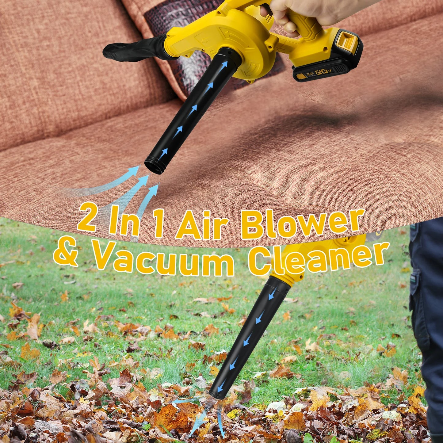 The Hurricane Buddy – Cordless 2-in-1 Leaf Blower & Vacuum for Dewalt 20V Batteries (No Battery, Just Big Wind)