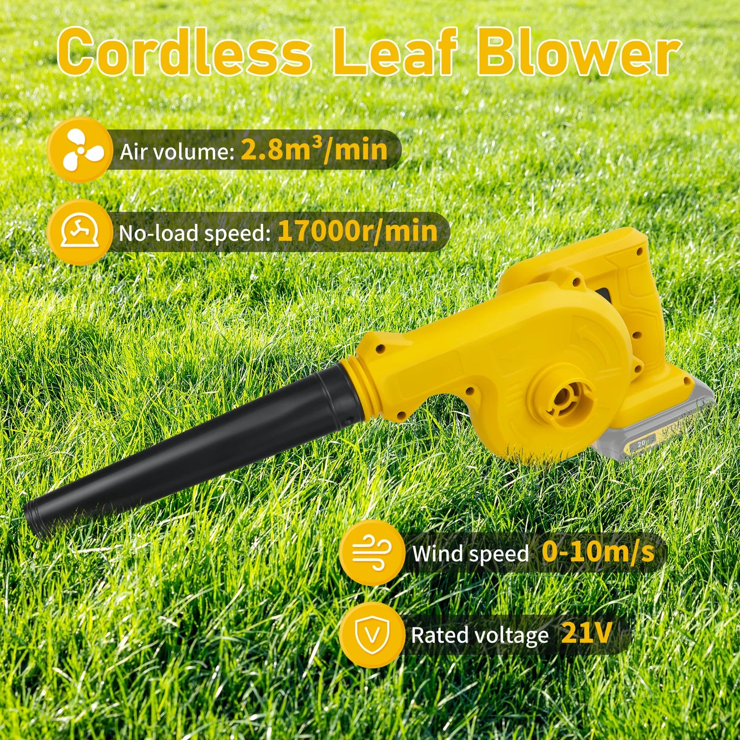 The Hurricane Buddy – Cordless 2-in-1 Leaf Blower & Vacuum for Dewalt 20V Batteries (No Battery, Just Big Wind)