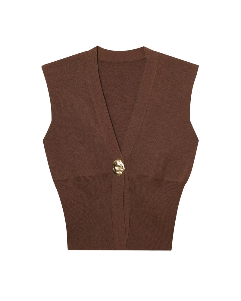 Elegant Casual Commuting Vest V-neck Tank Top for Women withDesign Sense