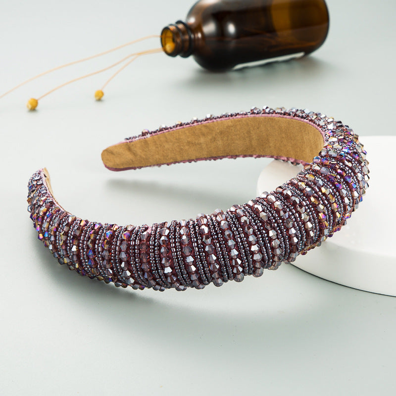 Hair Hoop Hand Woven Beaded Head Hoop Female Baroque Sponge Hair Bundle Korean Style Of The Net Red Face Wash Hair Accessories