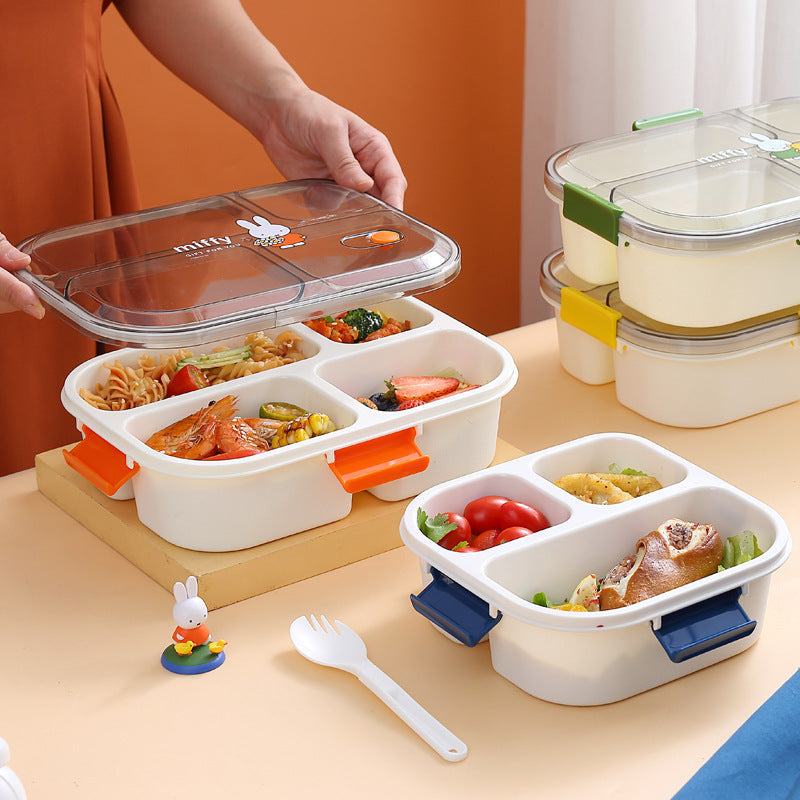 Fashion cartoon cute four-grid microwaveable lunch box bento box lunch box