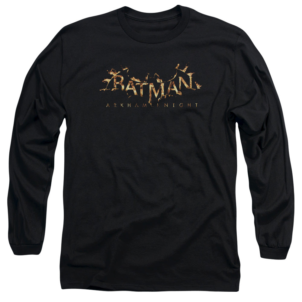 Batman Arkham Knight Ak Flame Logo Mens Long Sleeve Shirt Black Officially Licensed