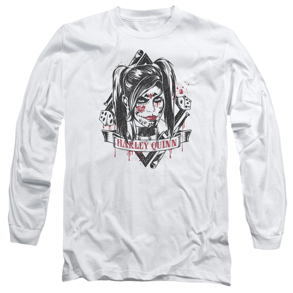 Batman Arkham Knight Sugar Quinn Mens Long Sleeve Shirt White Officially Licensed
