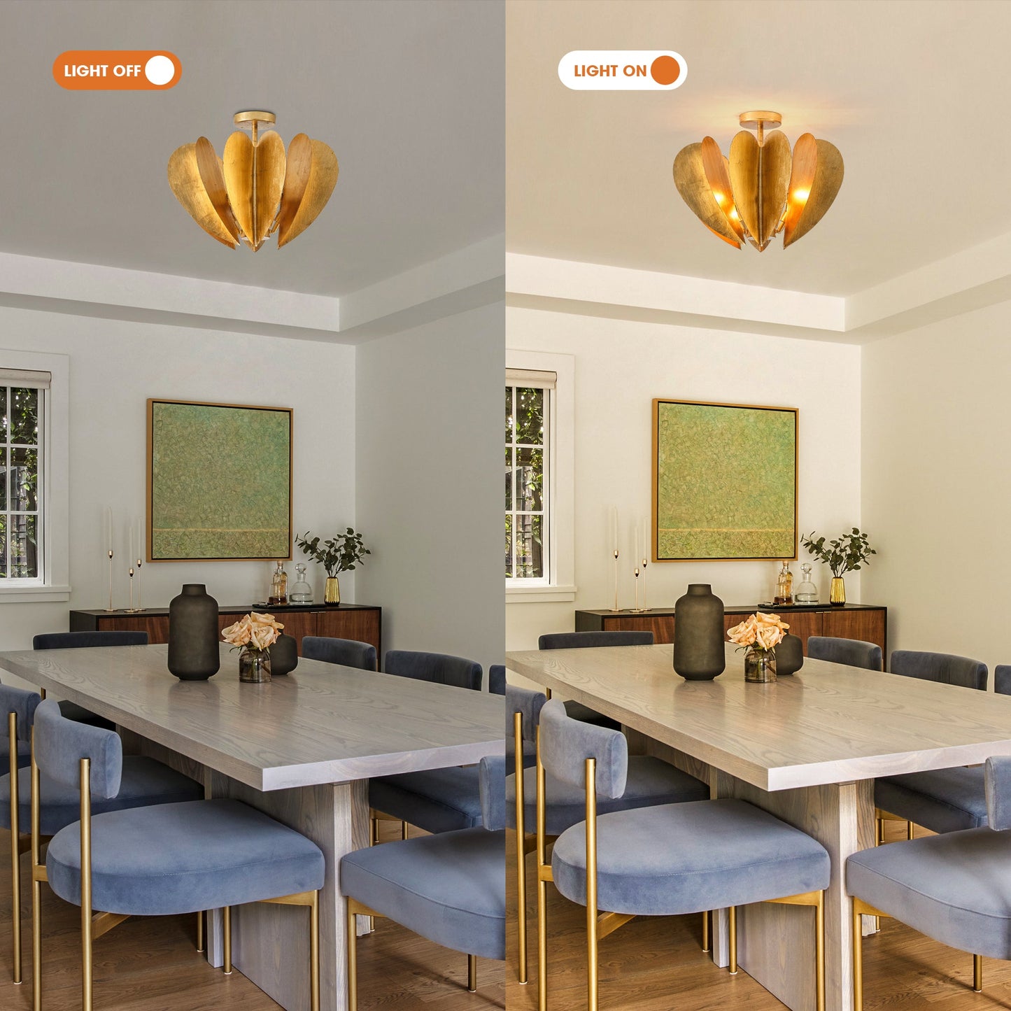 Elvira Farmhouse Gold Hexagonal Ceiling Light