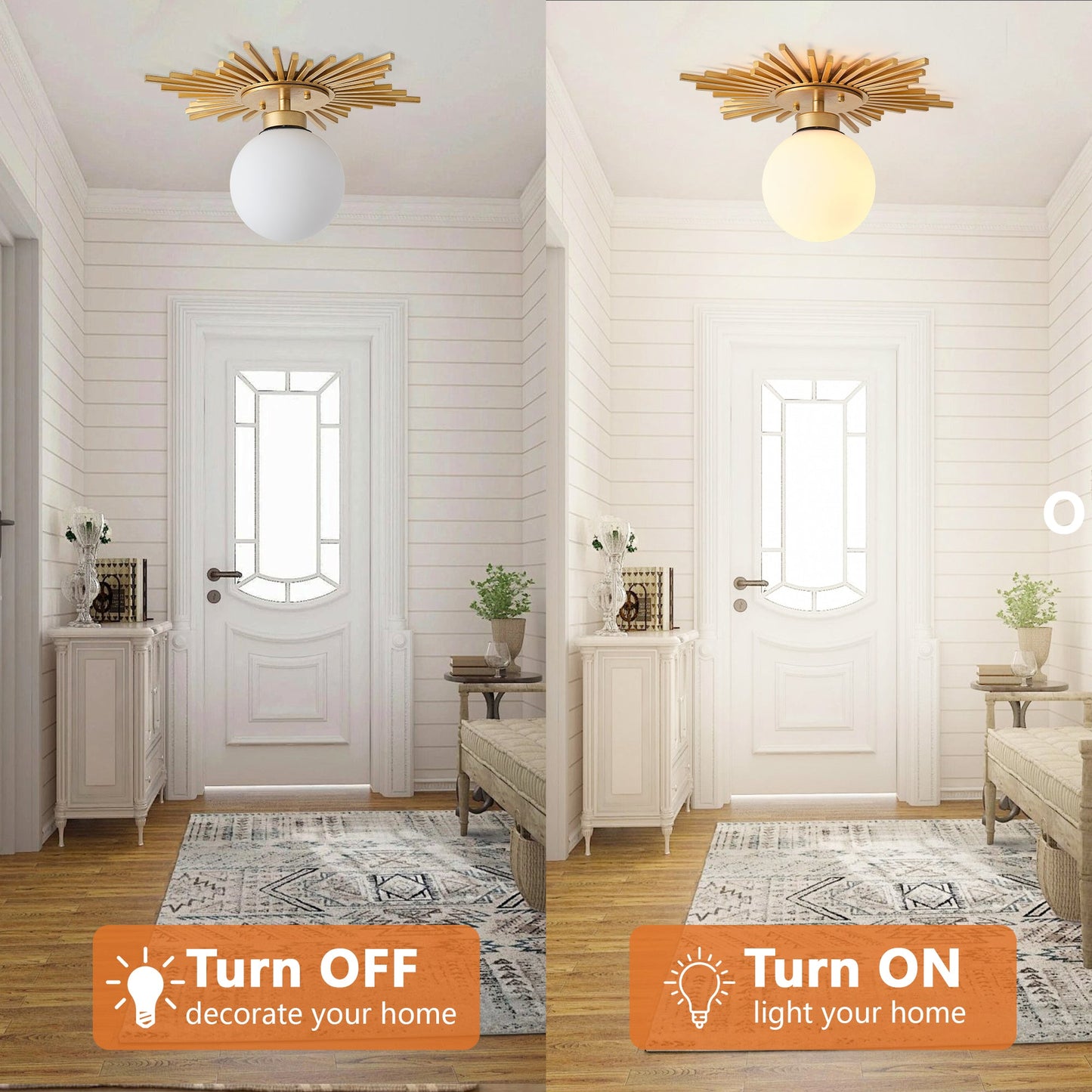 18 Inch Iris 1-Light Golden Semi-Flush Mount Ceiling Light