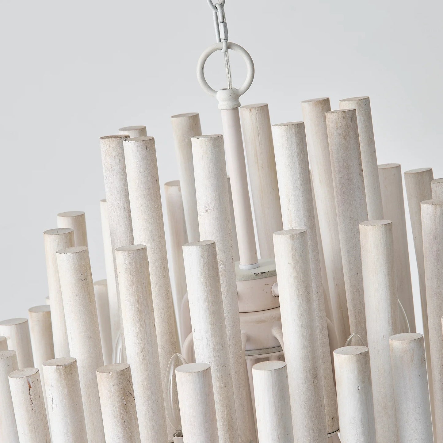 20 Inch Borg 5-Light White Wooden Chandelier