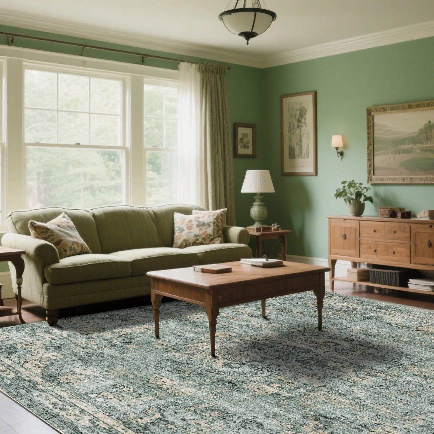 7ft x 5ft Vintage Indoor Non-Slip Washable Large  Area Rugs for Bedroom Living Room