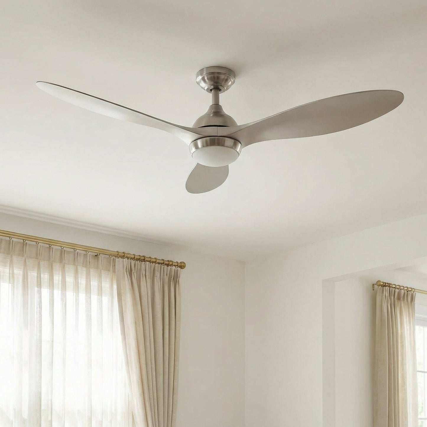 56" Bernardino Indoor Brushed Nickel Downrod Mount Chandelier Ceiling Fan With Light Kit And Remote Control