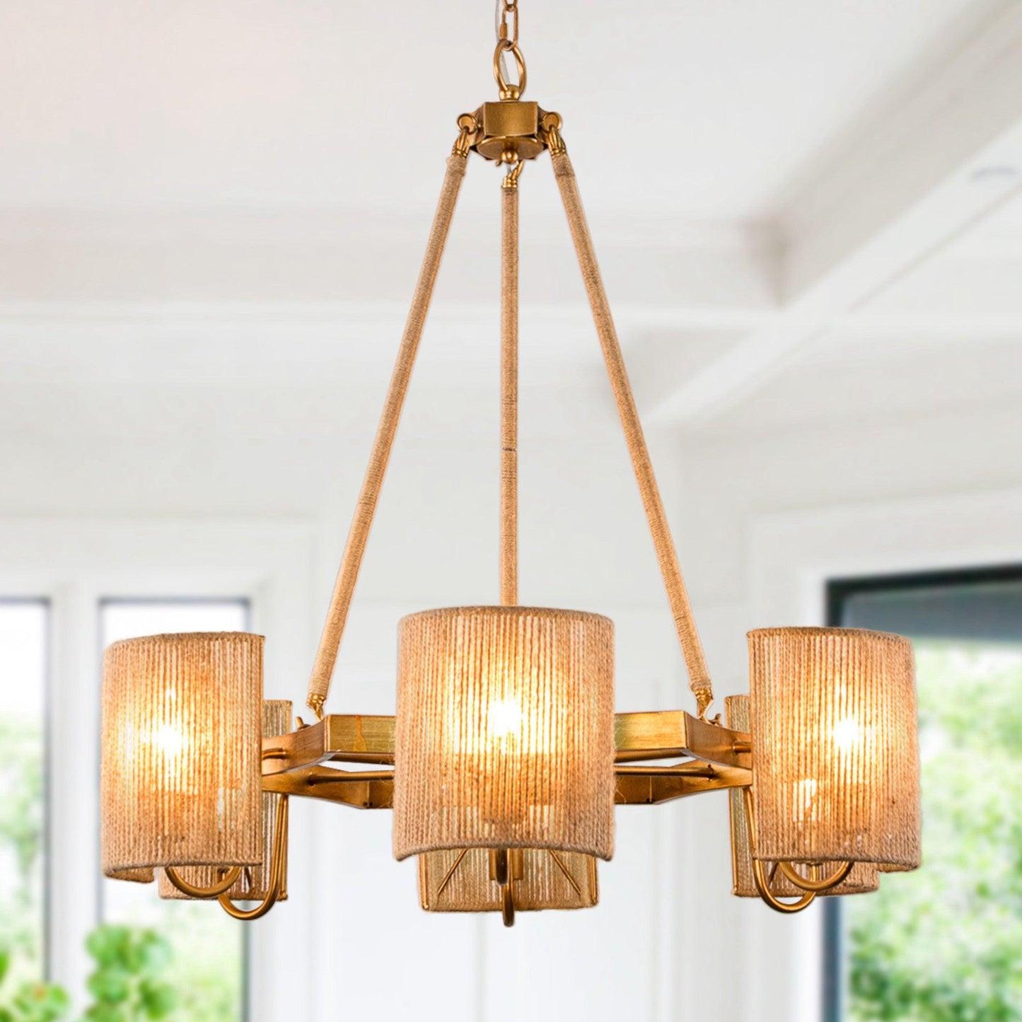 6-Light Farmhouse Bedroom Island Pendant Lighting