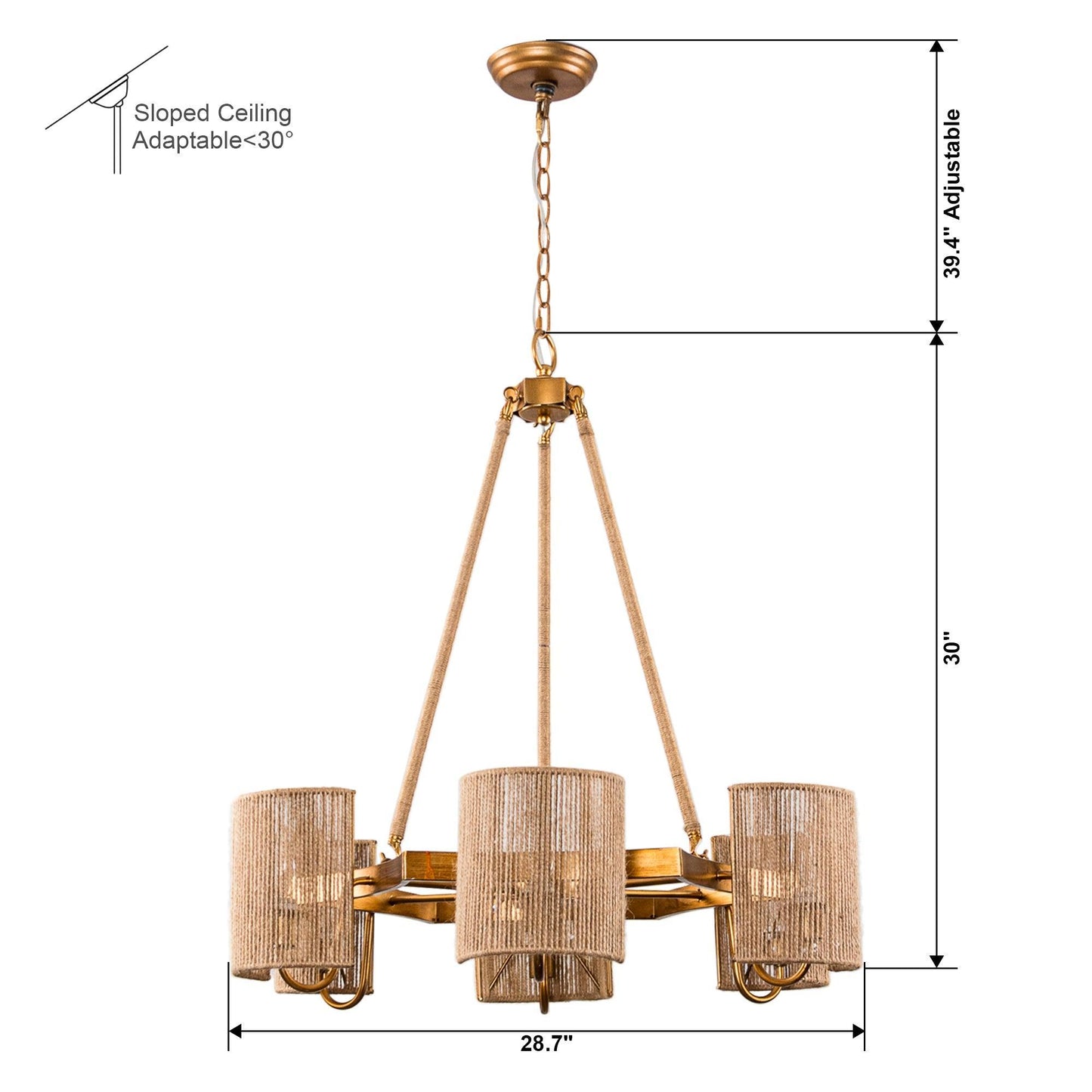 6-Light Farmhouse Bedroom Island Pendant Lighting
