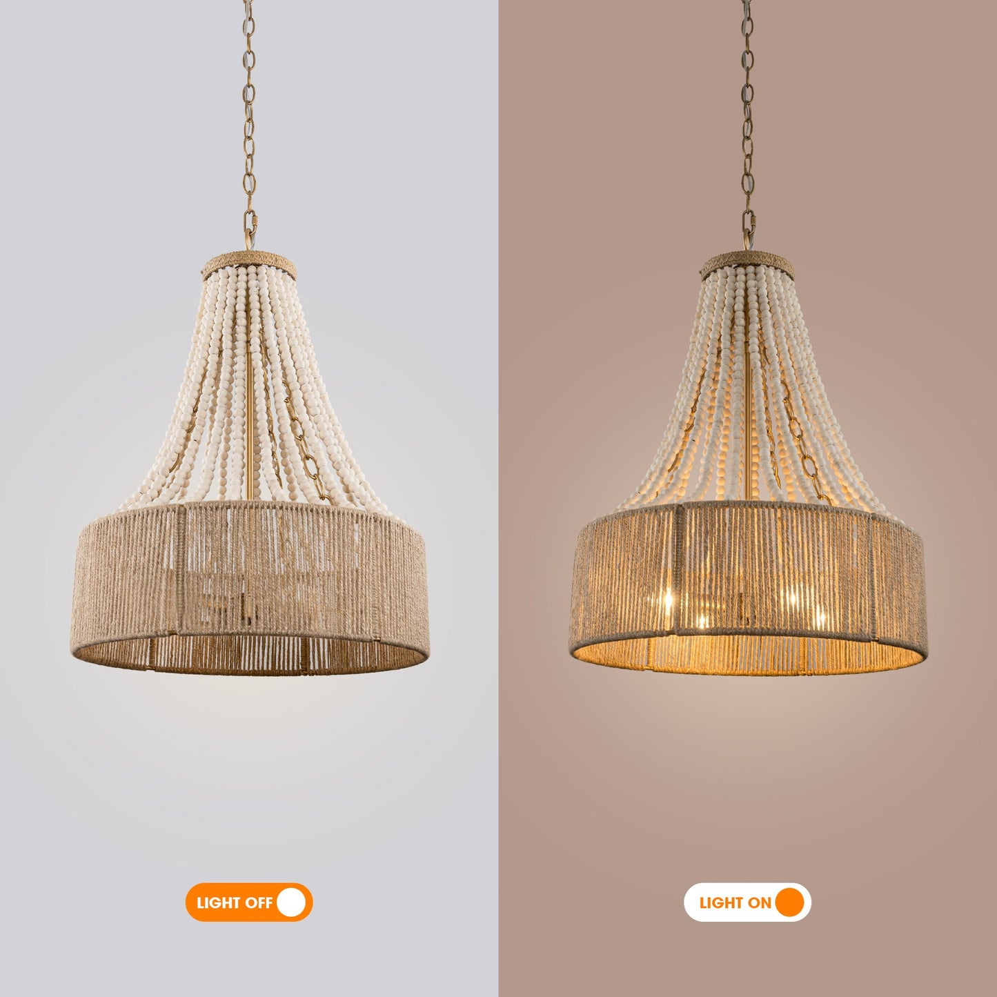 4-Light Golden Bohemian Dry Rated Chandelier
