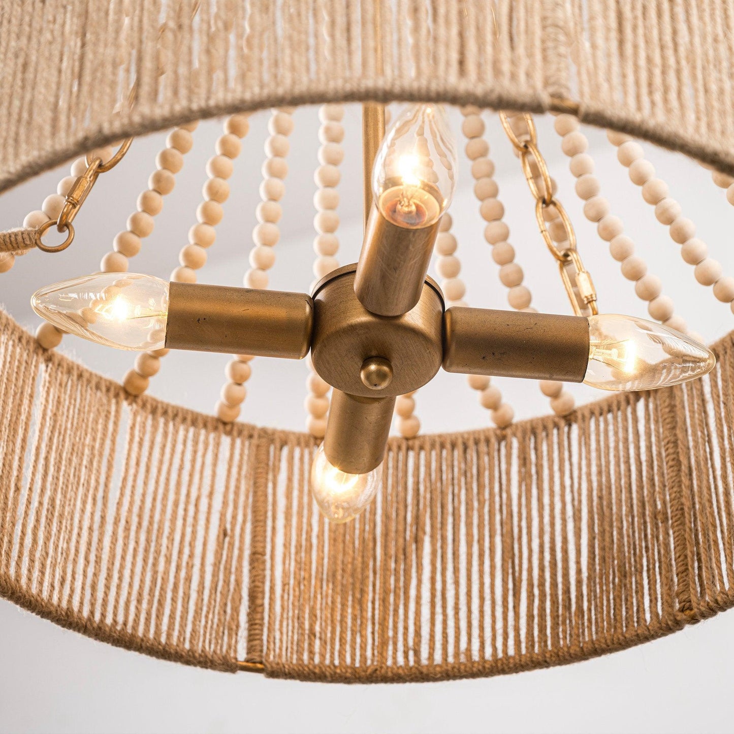 4-Light Golden Bohemian Dry Rated Chandelier