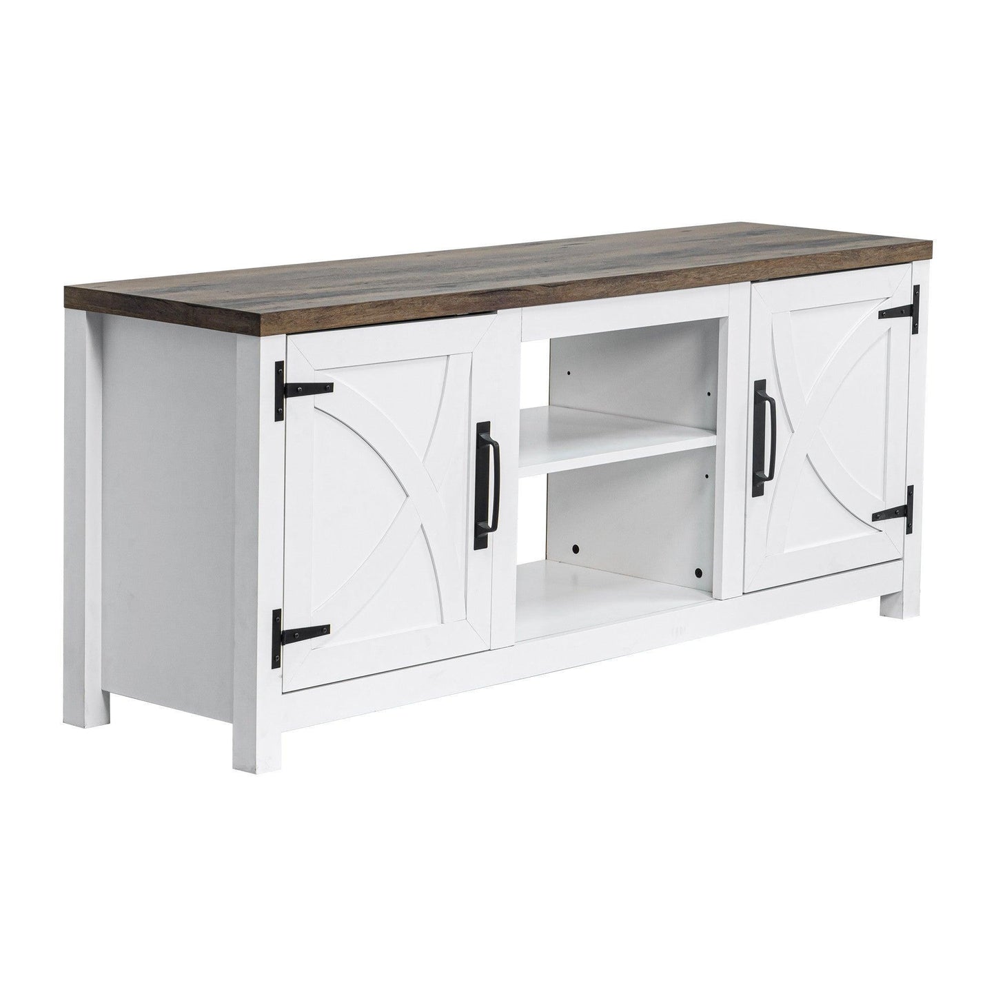 Farmhouse TV Stand for 58 Inch TV Storage Cabinet for Living Room