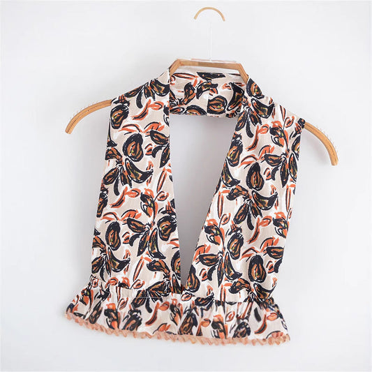 Elegant Strapless Top with Floral Print and Wide-Leg Pants Set