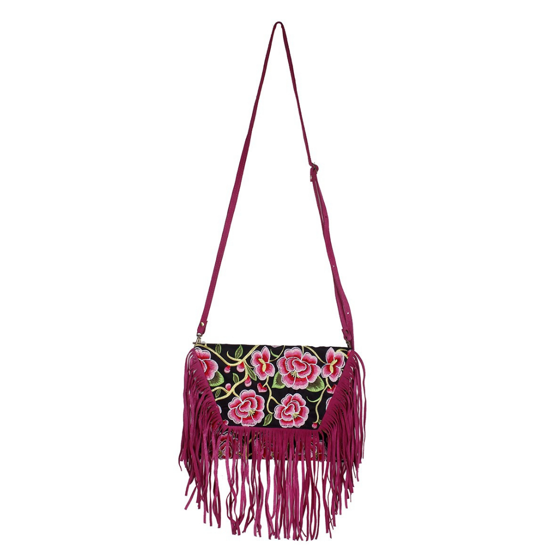 Bella Crossbody Embroidered Fringe Envelope Bag - Thailand