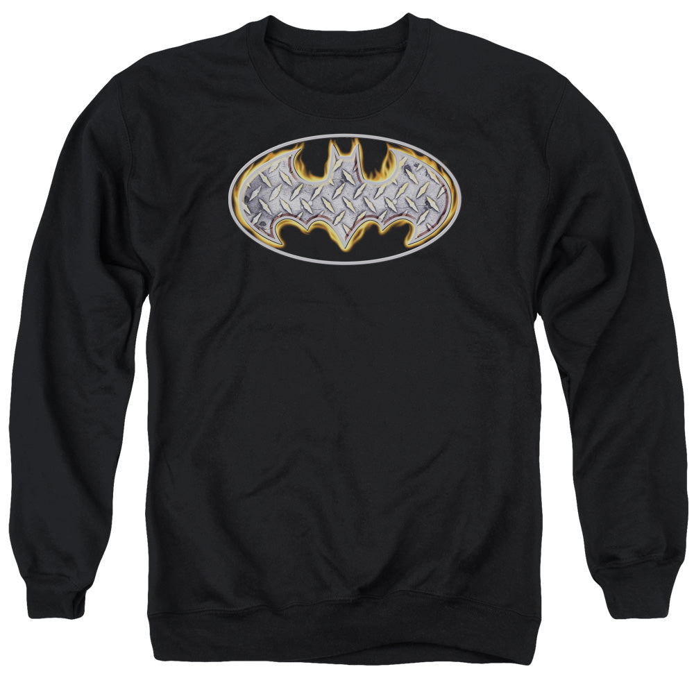 Batman Steel Fire Shield Mens Crewneck Sweatshirt Black